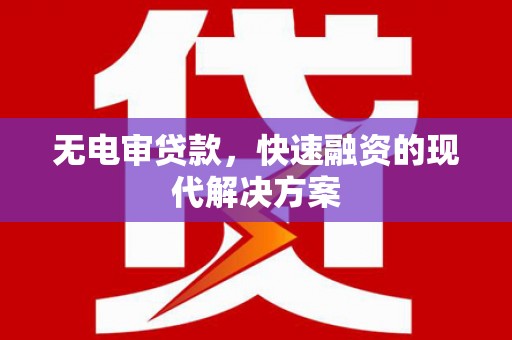 凤县无电审贷款，快速融资的现代解决方案