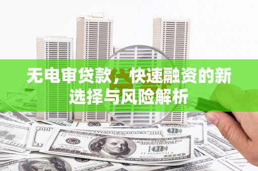 凤县无电审贷款，快速融资的新选择与风险解析